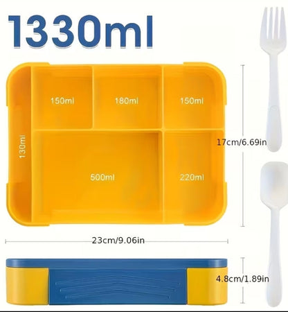 🌈 The Ultimate 6-Compartment Leak-Proof Bento Box (1330ml)