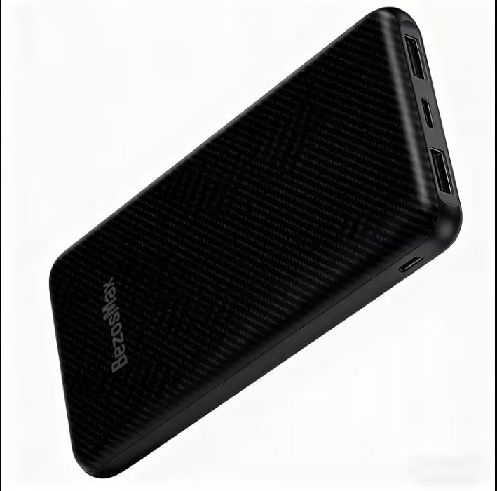 Portable, lightweight, slim Bezosmax power bank.